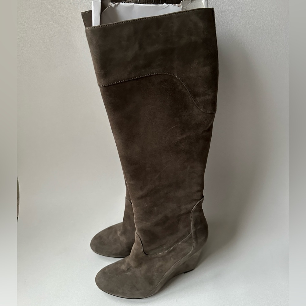 Via Spiga Wedge Tall Boots Adina Suede Size 7